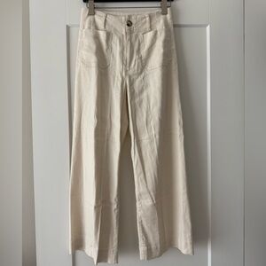 Maeve The Colette Linen Blend Crop Wide-leg Pants